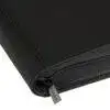 Close-up of premium black collector binder with metal zipper