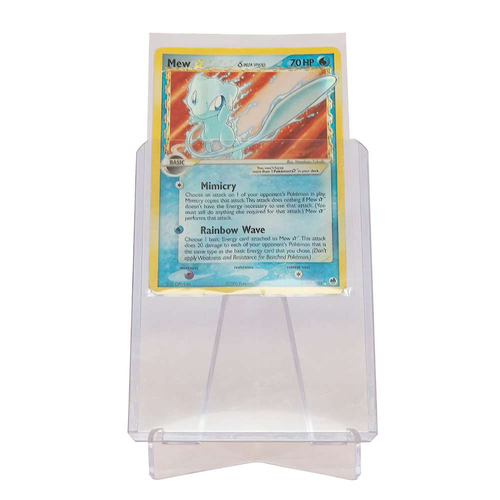Example of trading card in protective toploader case