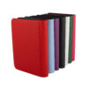 Collection of premium collector binders in red, blue, purple, black, white, green, and pink