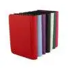 Collection of premium collector binders in red, blue, purple, black, white, green, and pink
