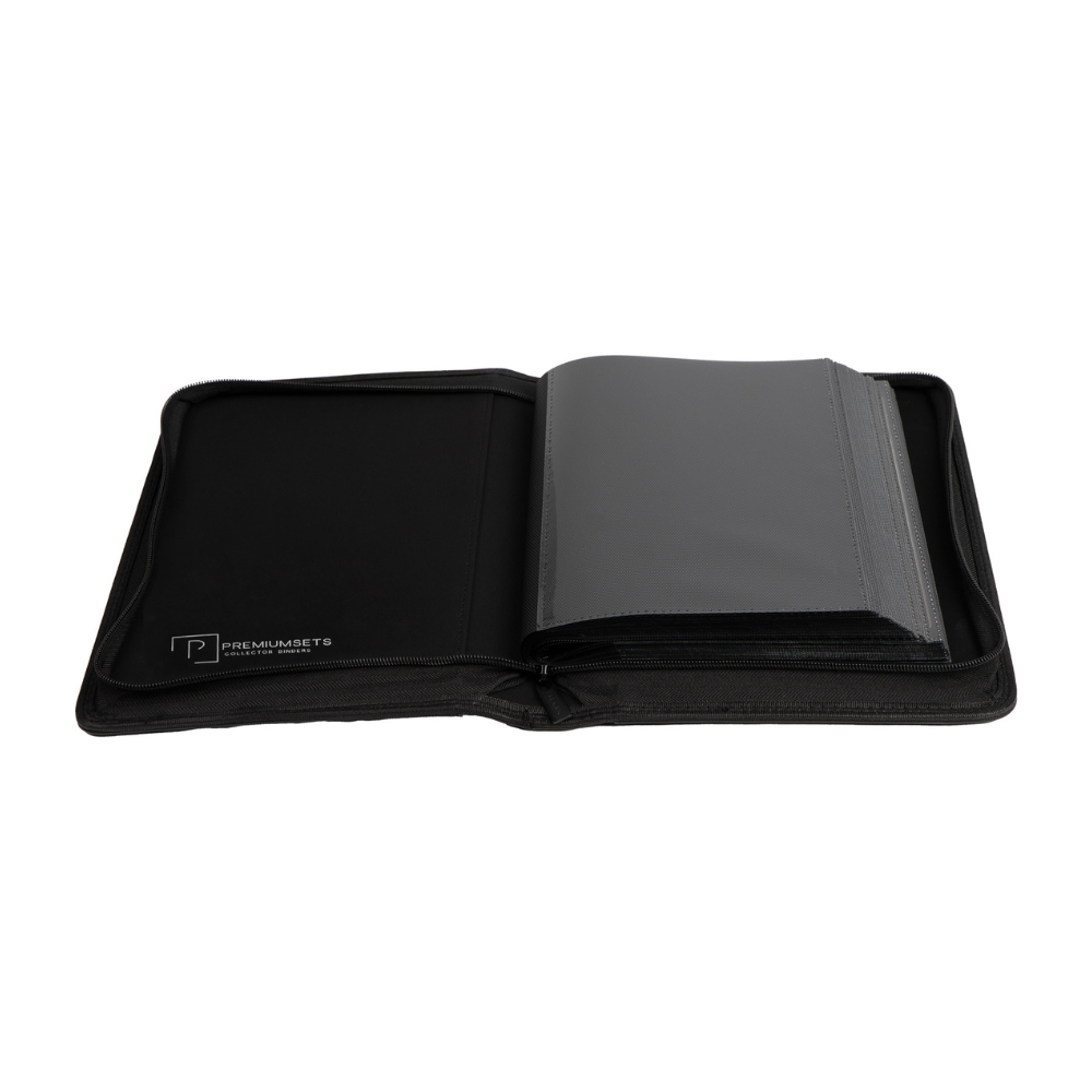 1-Pocket Jumbo Collector binder open showing the first page with card slots4-Pocket Collector binder open showing the first page with card slots