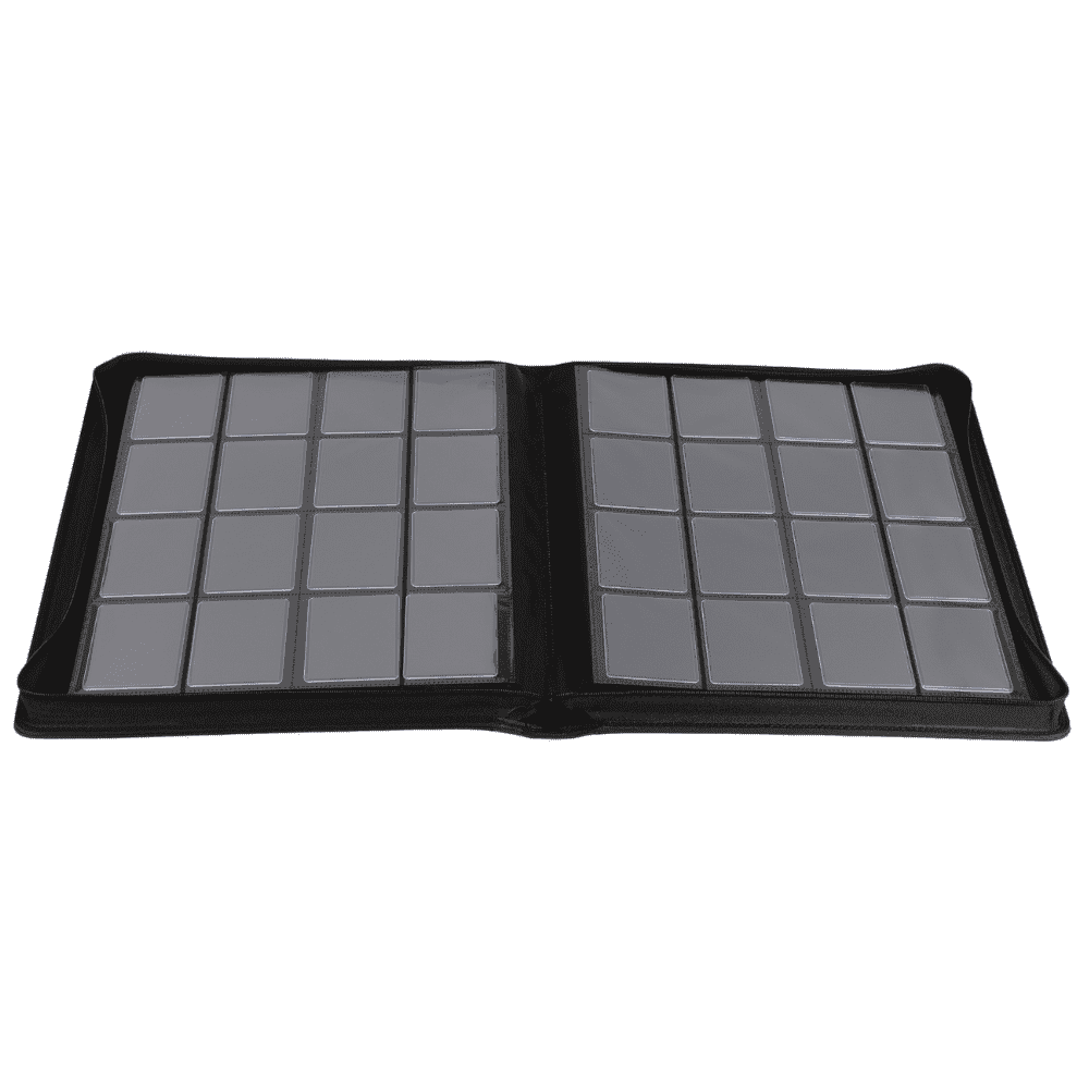 16-Pocket toploader Collector binder open with card slots in the middle spread