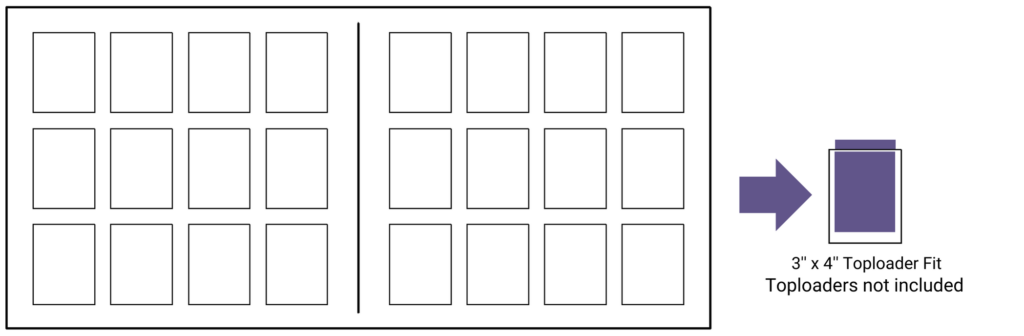 16-pocket binder page fits 3x4 toploaders