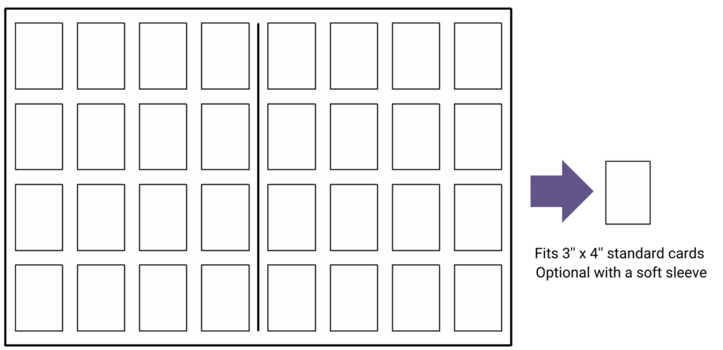 16-pocket binder page for standard 3x4 trading cards